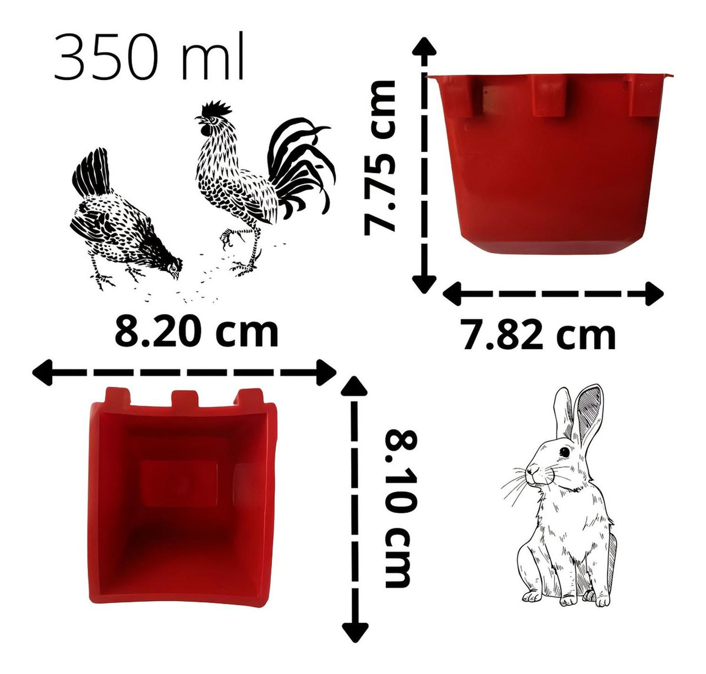 200 Bebederos Comederos Cuadrados Para Aves De 350 Ml