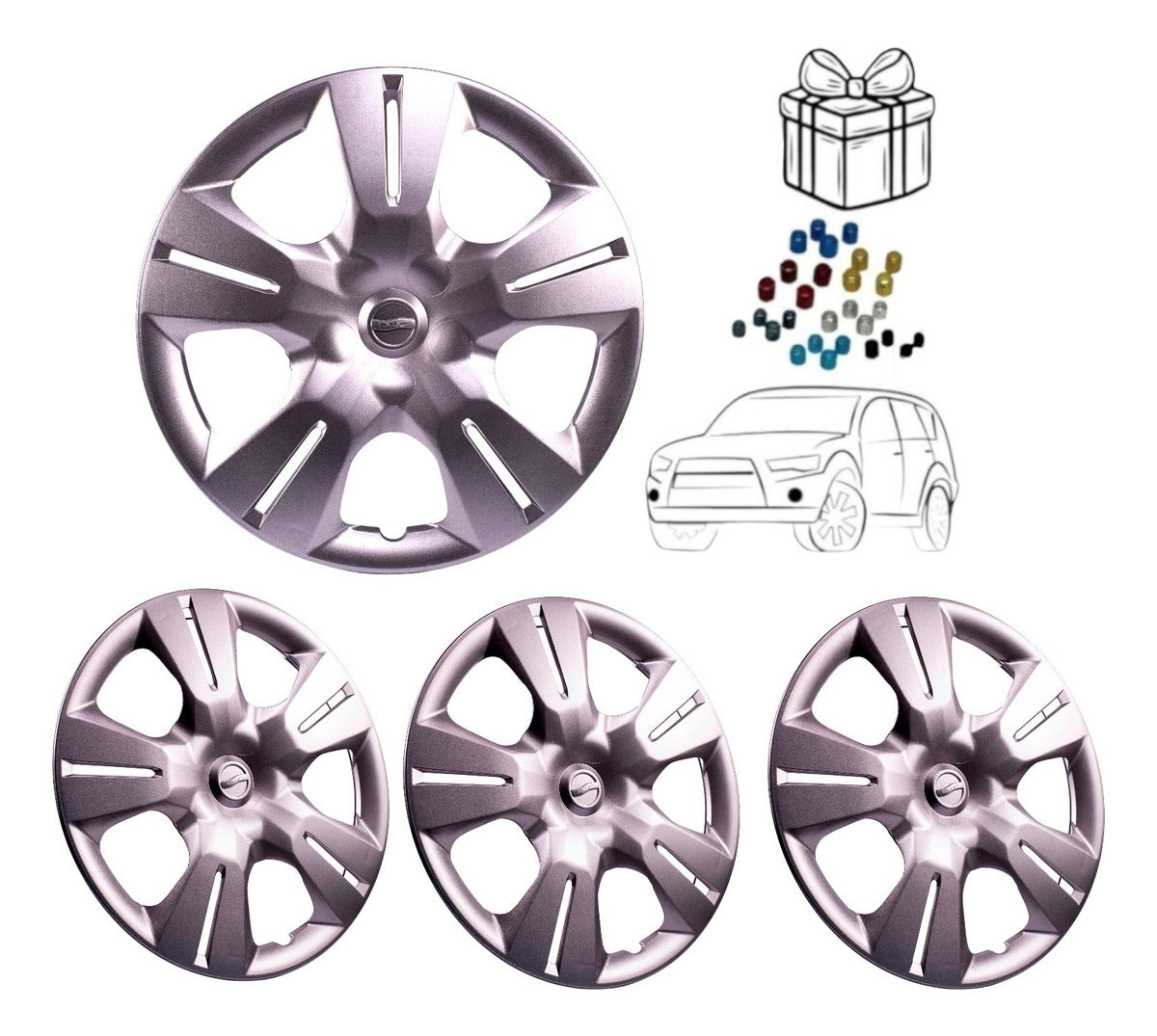 4 Tapones Polveras Llanta Rin 16 Chevrolet Tipo Original