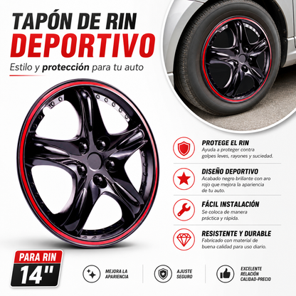 Tapones Universales Estrella Para Rin 14 Deportivo Rojo