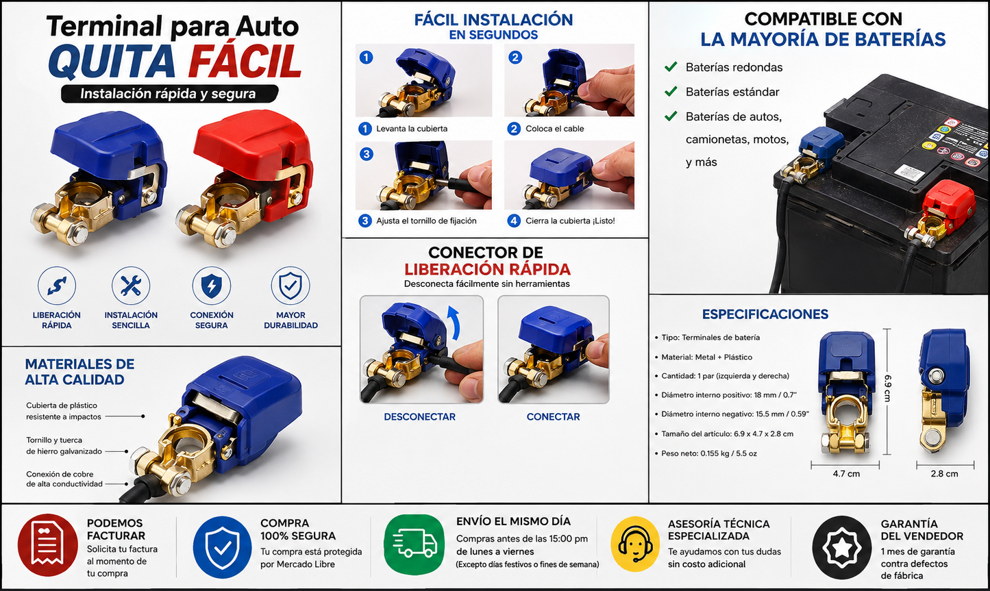 Terminal Para Bateria Para Auto Quita Facil