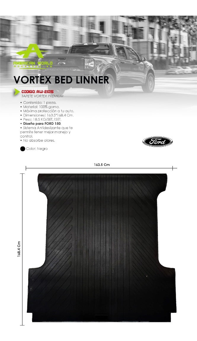 Tapete Bed-liner Cubre Batea Ford F-150 Lobo Estilo Vortex