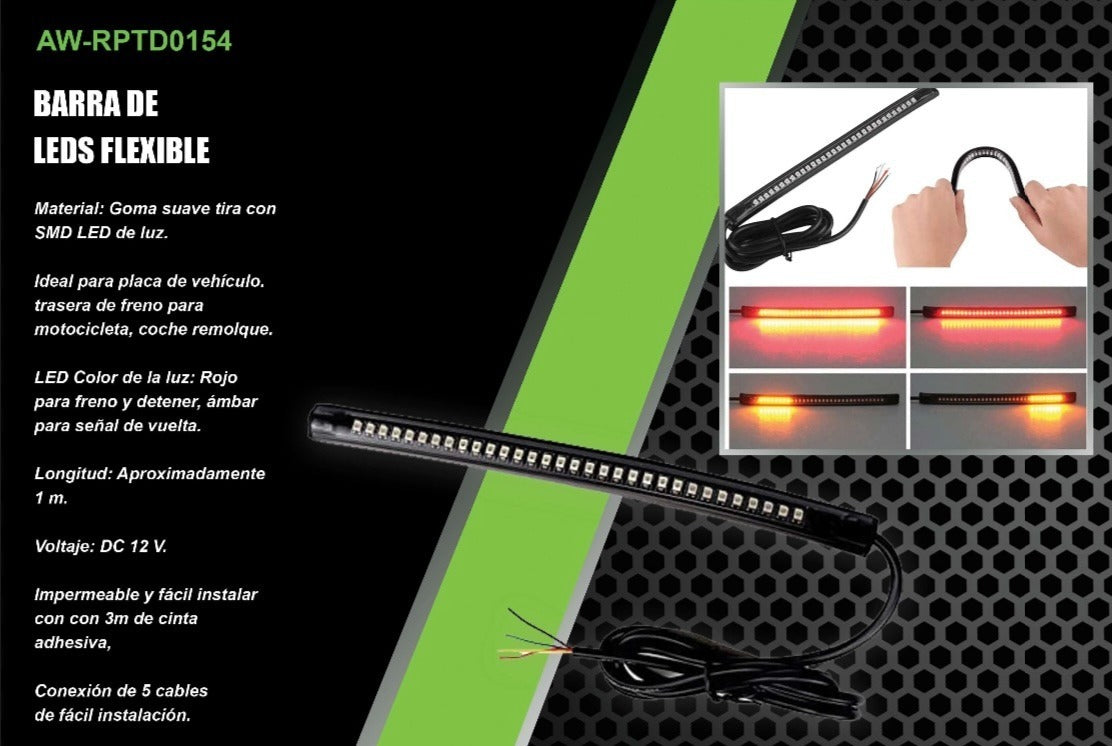 Barra Led Flexible Tira Moto Stop Direccional Universal