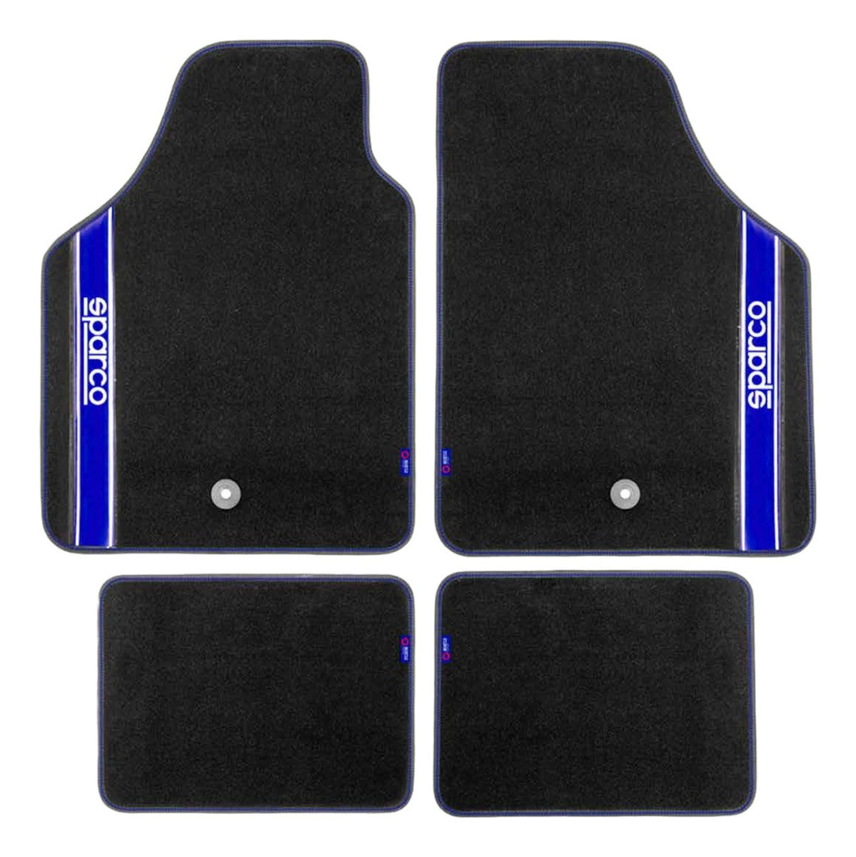 Tapete Auto 4 Alfombras Sparco Universales Negro Y Azul