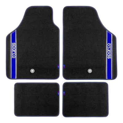 Tapete Auto 4 Alfombras Sparco Universales Negro Y Azul
