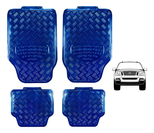 Tapete 4 Piezas Metalizado Color Azul Para Auto Camioneta