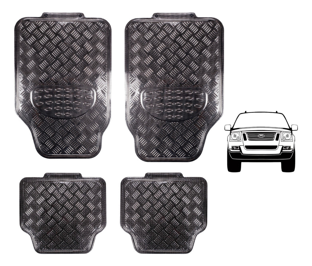 4 Tapetes Metalizados Color Carbón Auto Camioneta Universal