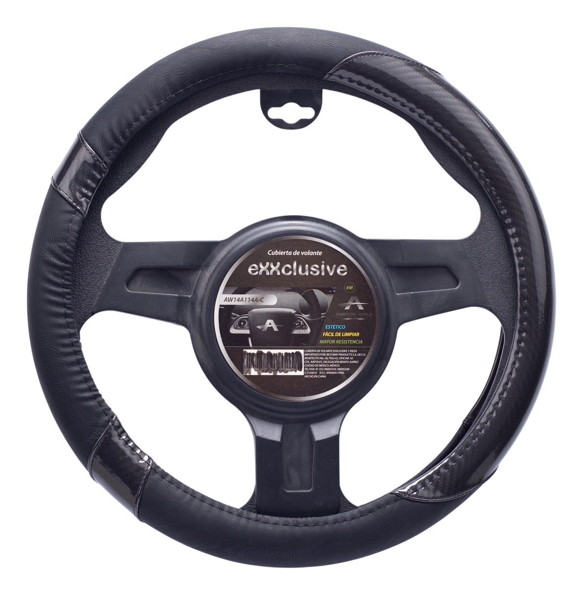 Funda Volante Auto Fibra Carbono Y Cuero Cubre Universal