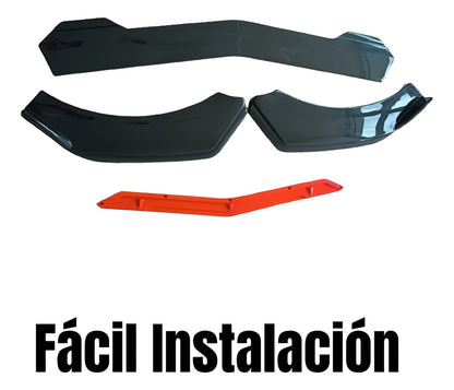 Lip Delantero 4pz Universal Negro/rojo Deportivo Faldon