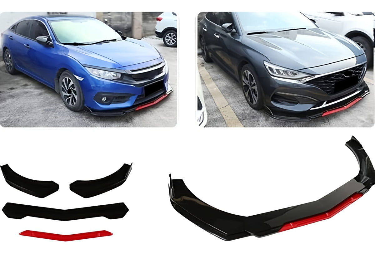 Lip Delantero 4pz Universal Negro/rojo Deportivo Faldon