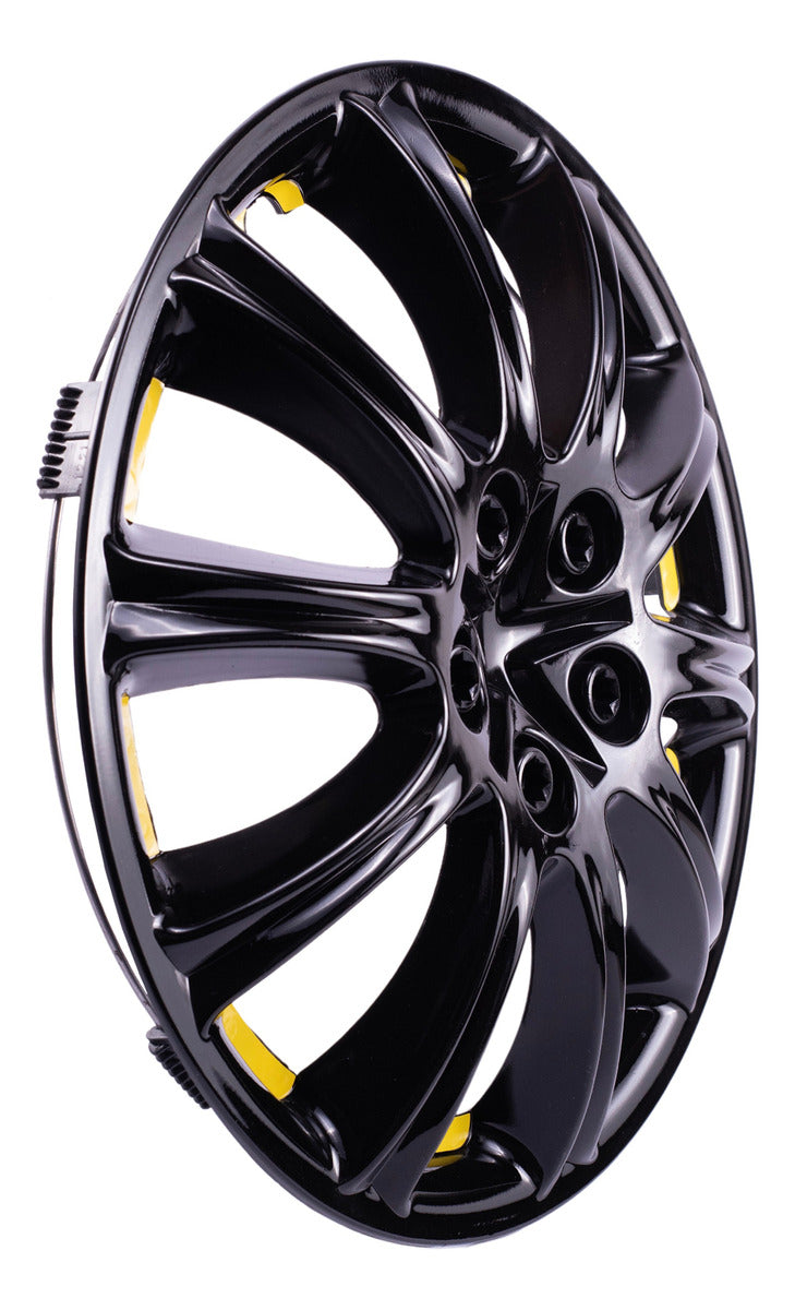 Tapones Polveras Optimus Rin 13 Negro Brillante Con Amarillo