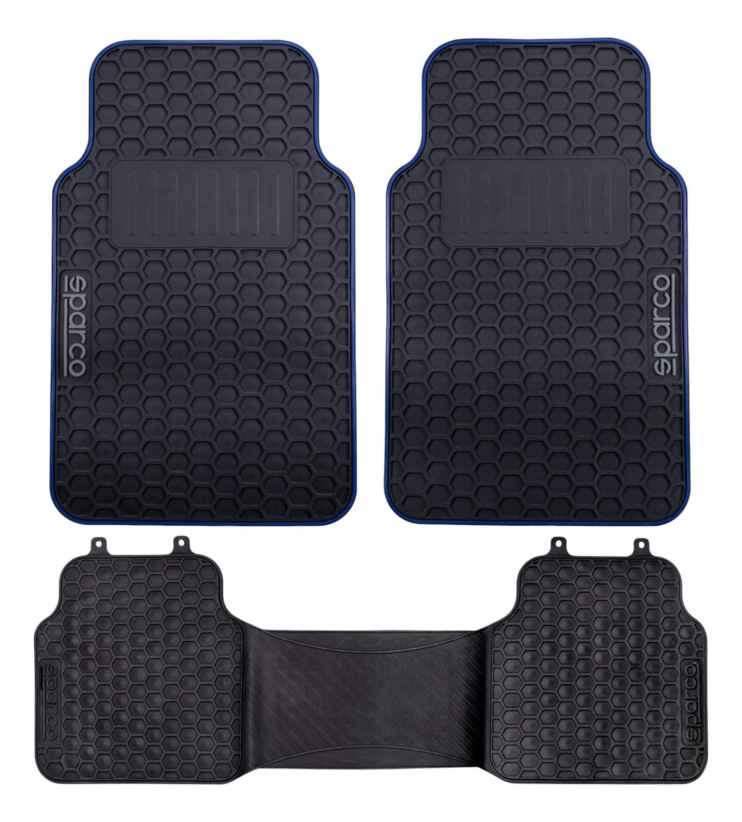 Tapete Alfombra Sparco 3 Piezas Negro Con Franjas Azules