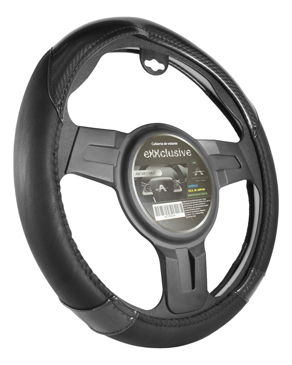 Funda Volante Auto Fibra Carbono Y Cuero Cubre Universal