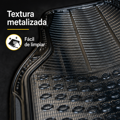 Tapete 4 Piezas Metalizado Color Negro Carbón