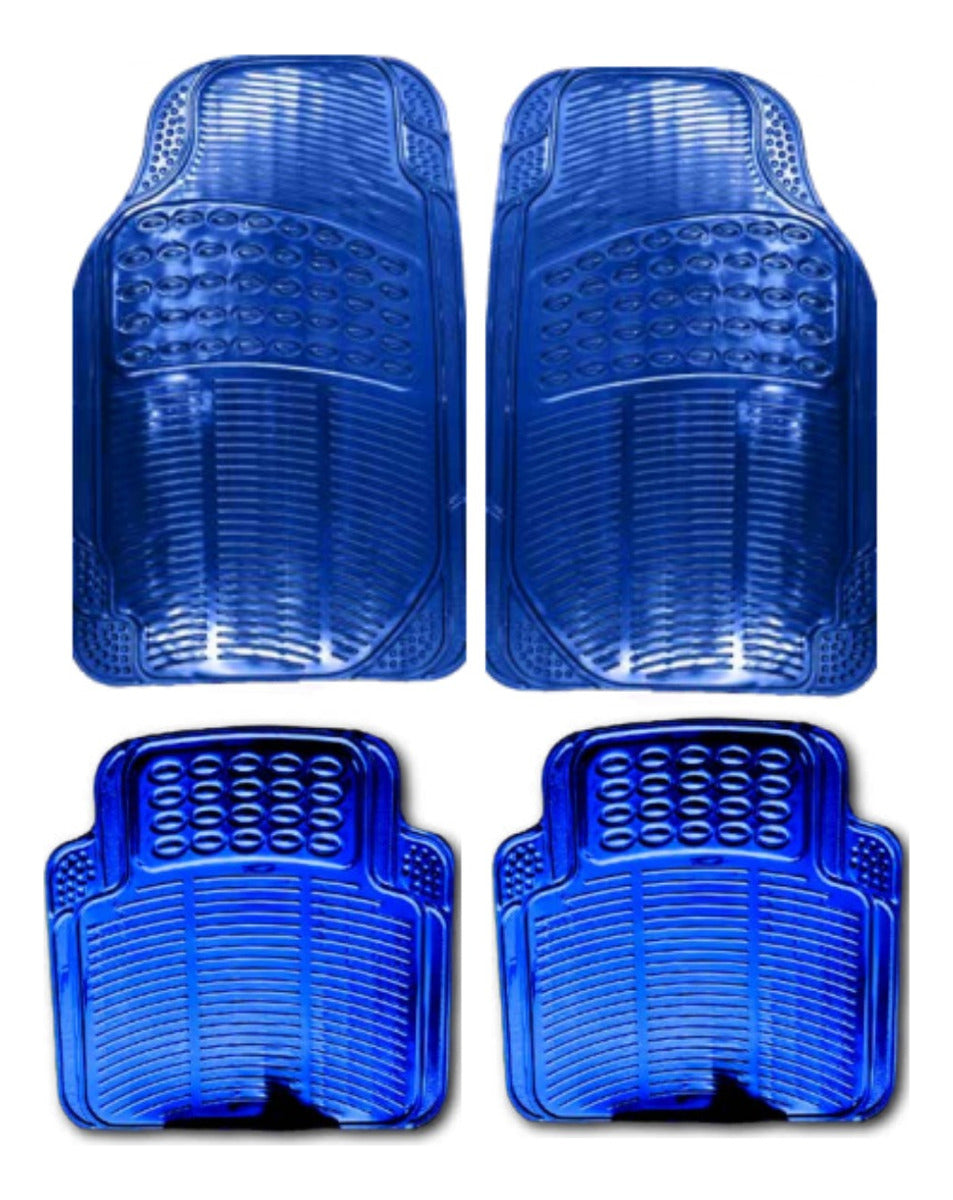 Tapete 4 Piezas Metalizado Color Azul Para Auto