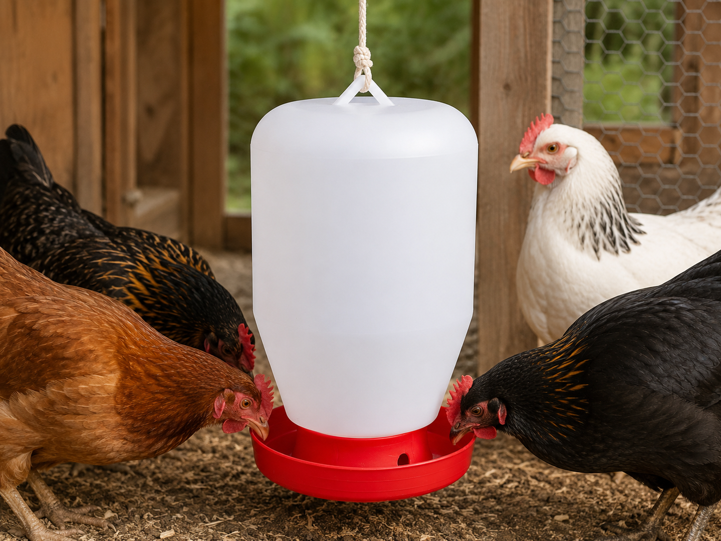 1 Bebedero Colgante 4 Litros Para Gallo Aves Pollo Colibri