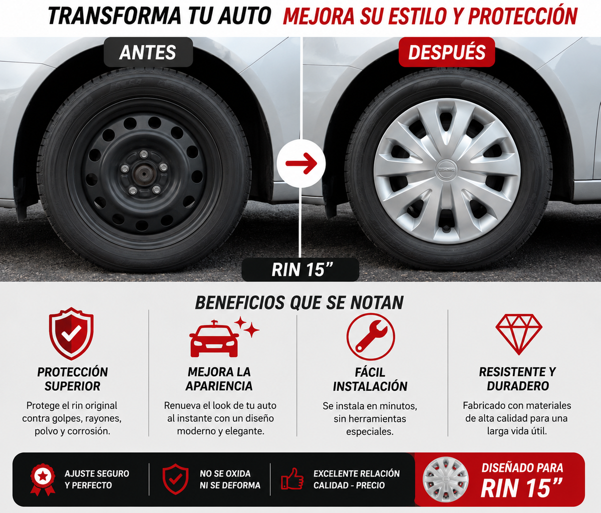 4 Tapones Polveras Rin 15 Para Nissan Tipo Versa