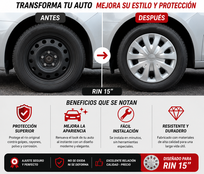 4 Tapones Polveras Rin 15 Para Nissan Tipo Versa