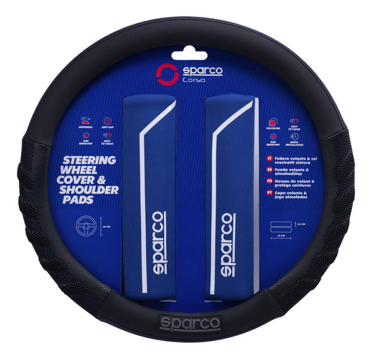 Funda Cubrevolante Sparco Negro Azul Cubre Cinturón