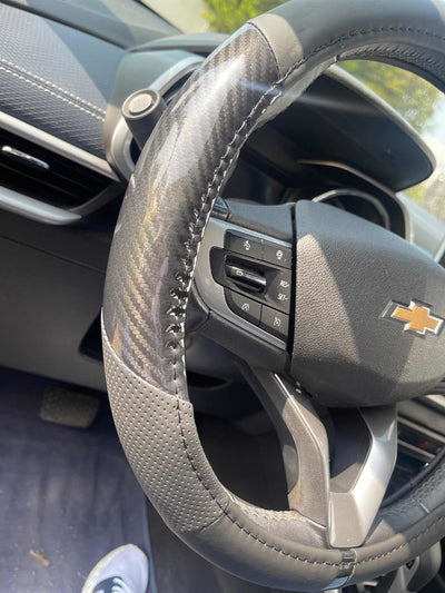 Funda Volante Auto Fibra Carbono Y Cuero Cubre Universal