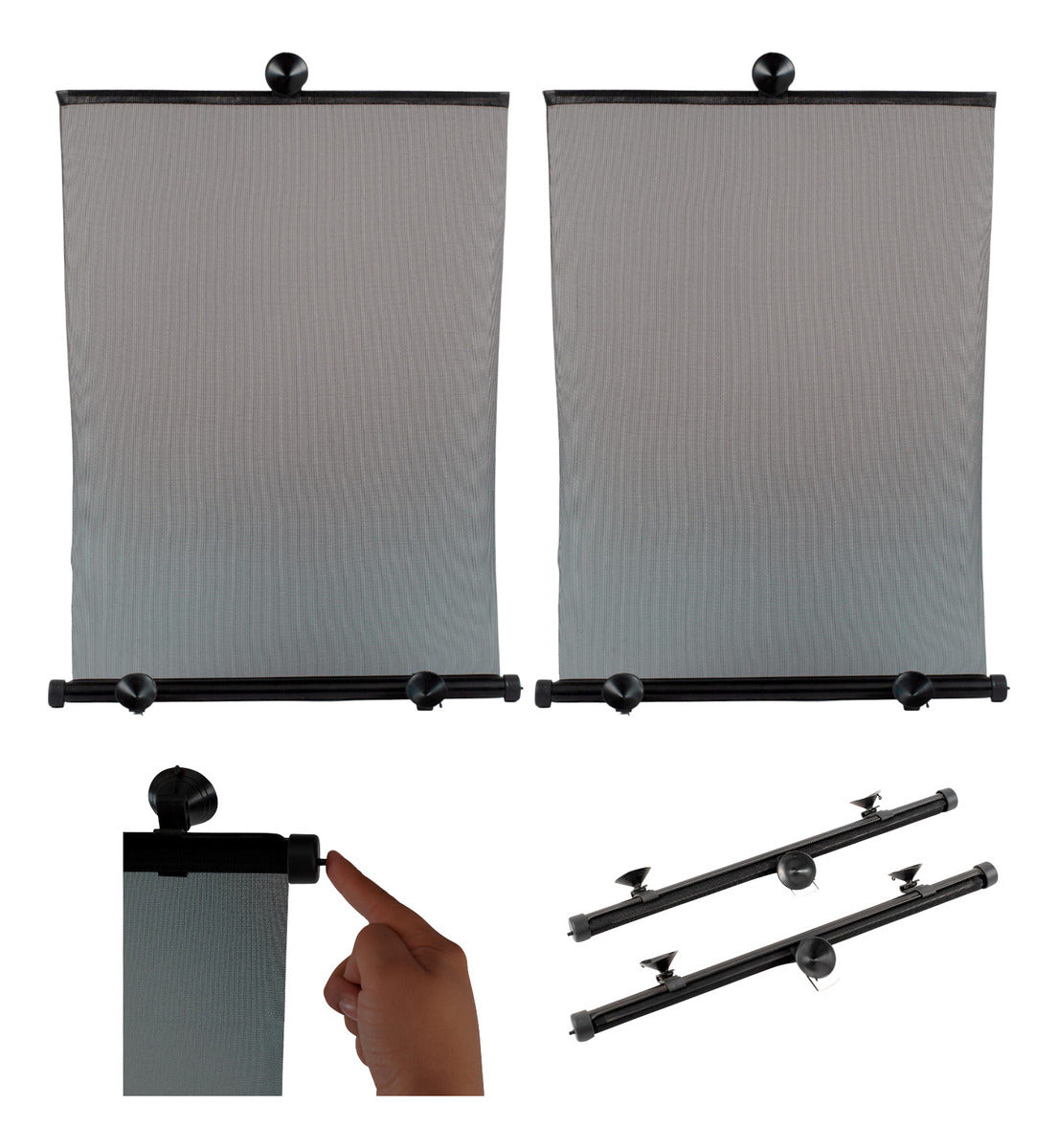 2 Parasol Retráctil Enrollable Lateral 40x45 Cms Negro