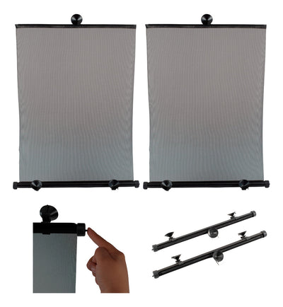 2 Parasol Retráctil Enrollable Lateral 40x45 Cms Negro