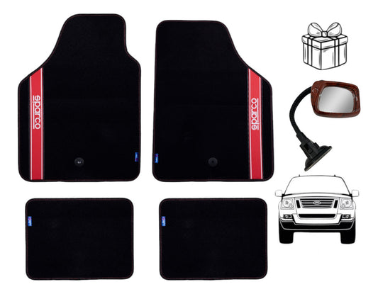 Tapete Auto 4 Alfombras Sparco Universales Negro Y Rojo