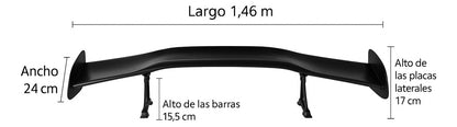 Spoiler Aleron Universal Trasero Estilo Fibra De Carbono Alu