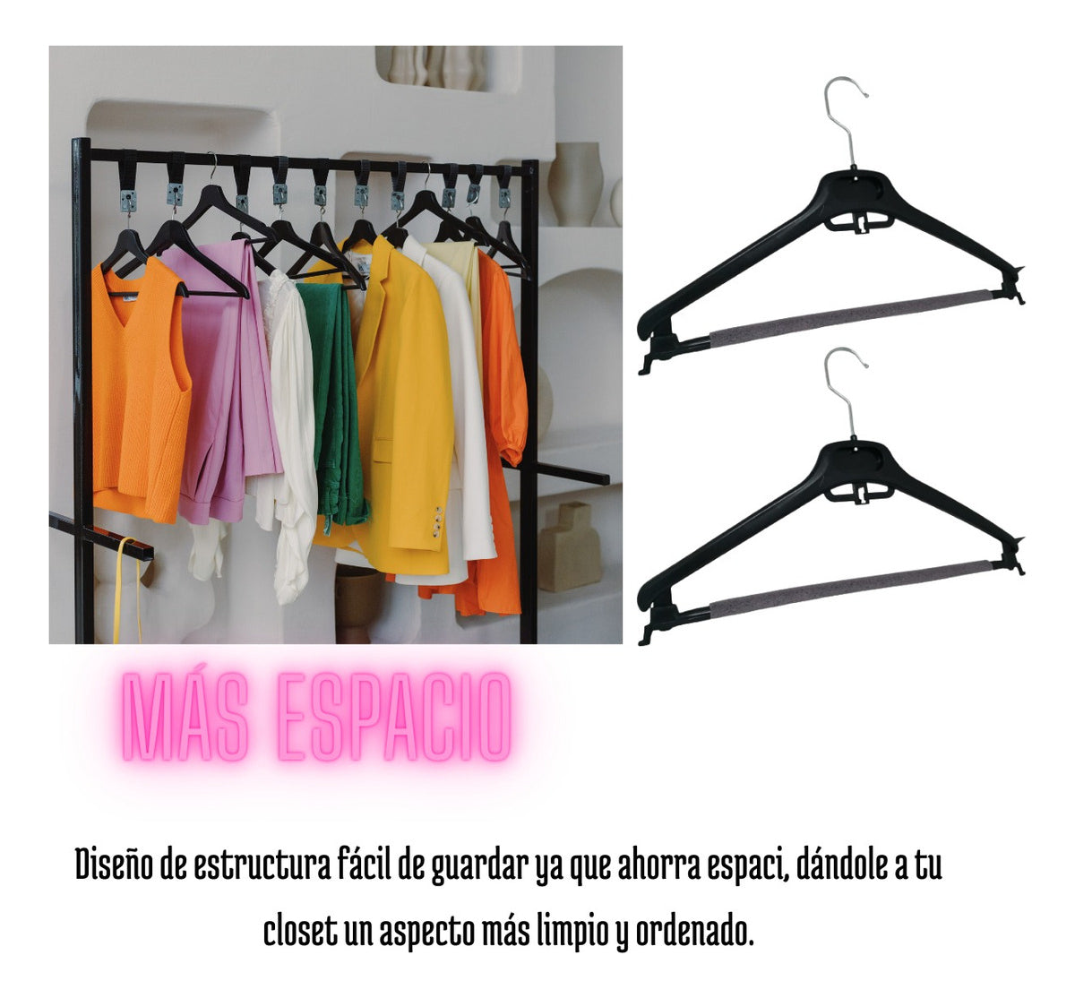 25 Ganchos De Plástico Para Ropa Con Antiderrapante