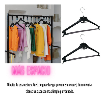 25 Ganchos De Plástico Para Ropa Con Antiderrapante
