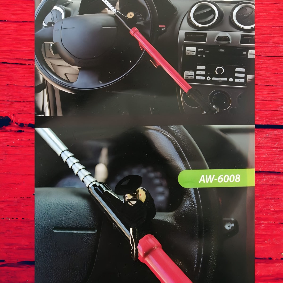 Promoción Bastón Antirrobo Rojo + Protector Solar Para Auto