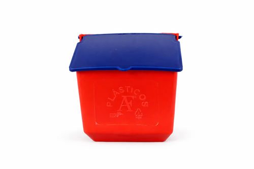 50 Comederos Cuadrados Rojo Con Tapa Azul 300g Gallos