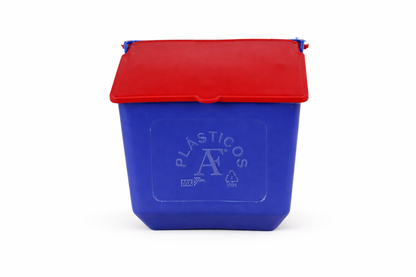 10 Comederos Cuadrados Azul Tapa Roja 300g Gallos