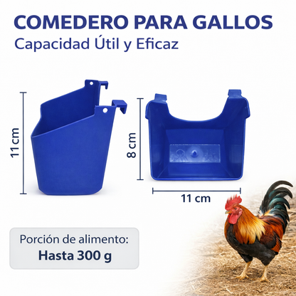 10 Comederos Cuadrados Azul Tapa Roja 300g Gallos