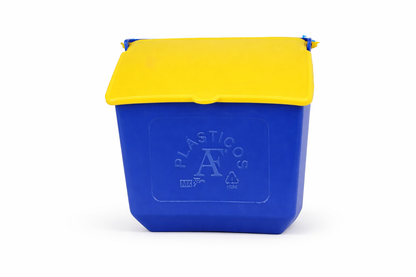 10 Comederos Cuadrados Azul Tapa Amarilla Gallos 300g
