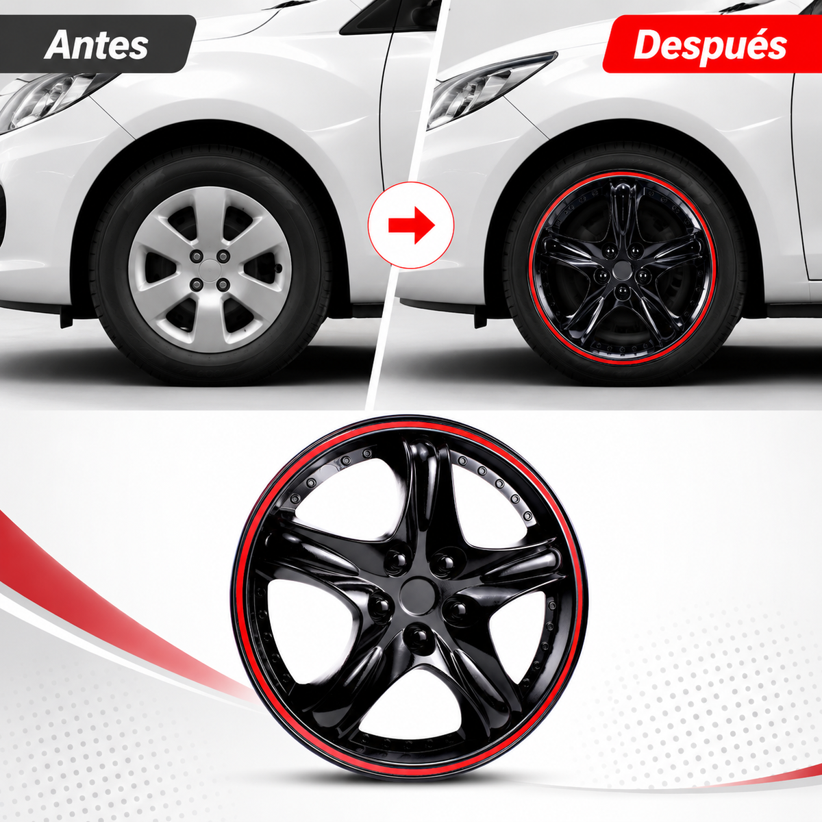 Tapones Universales Deportivos Estrella Para Rin 13 Rojo