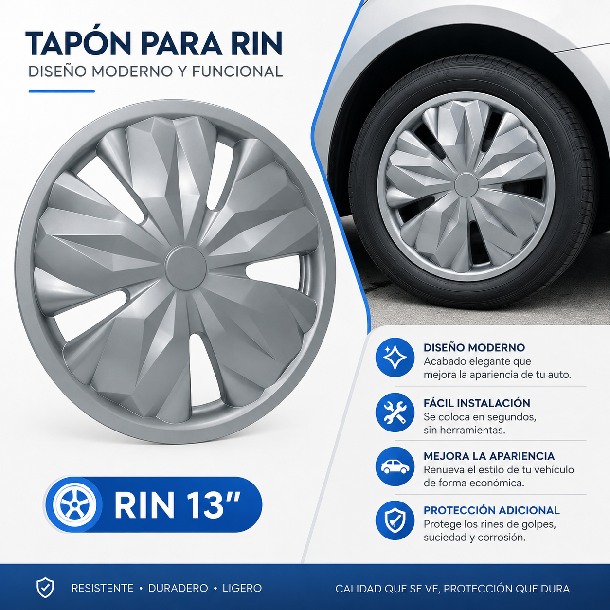 Juego 4 Tapones Polveras Rin 13 Deportivos Auto Universal