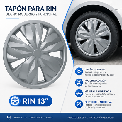 Juego 4 Tapones Polveras Rin 13 Deportivos Auto Universal