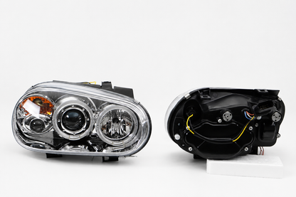 Faros Deportivos Golf IV Mk4 1998-2002 Led Par CROMO-CLARO