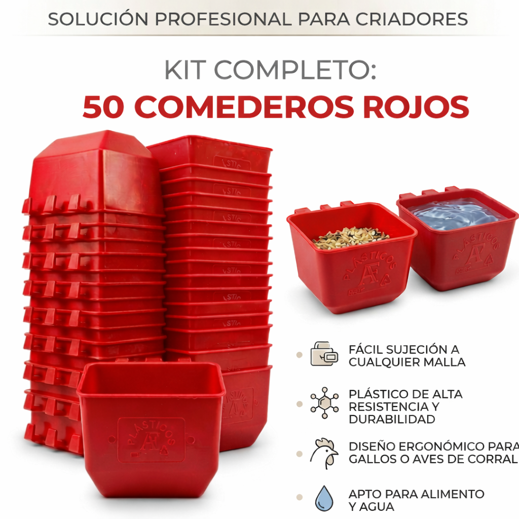 50 Bebederos Comederos Cuadrados Para Gallo Perico Loro Aves