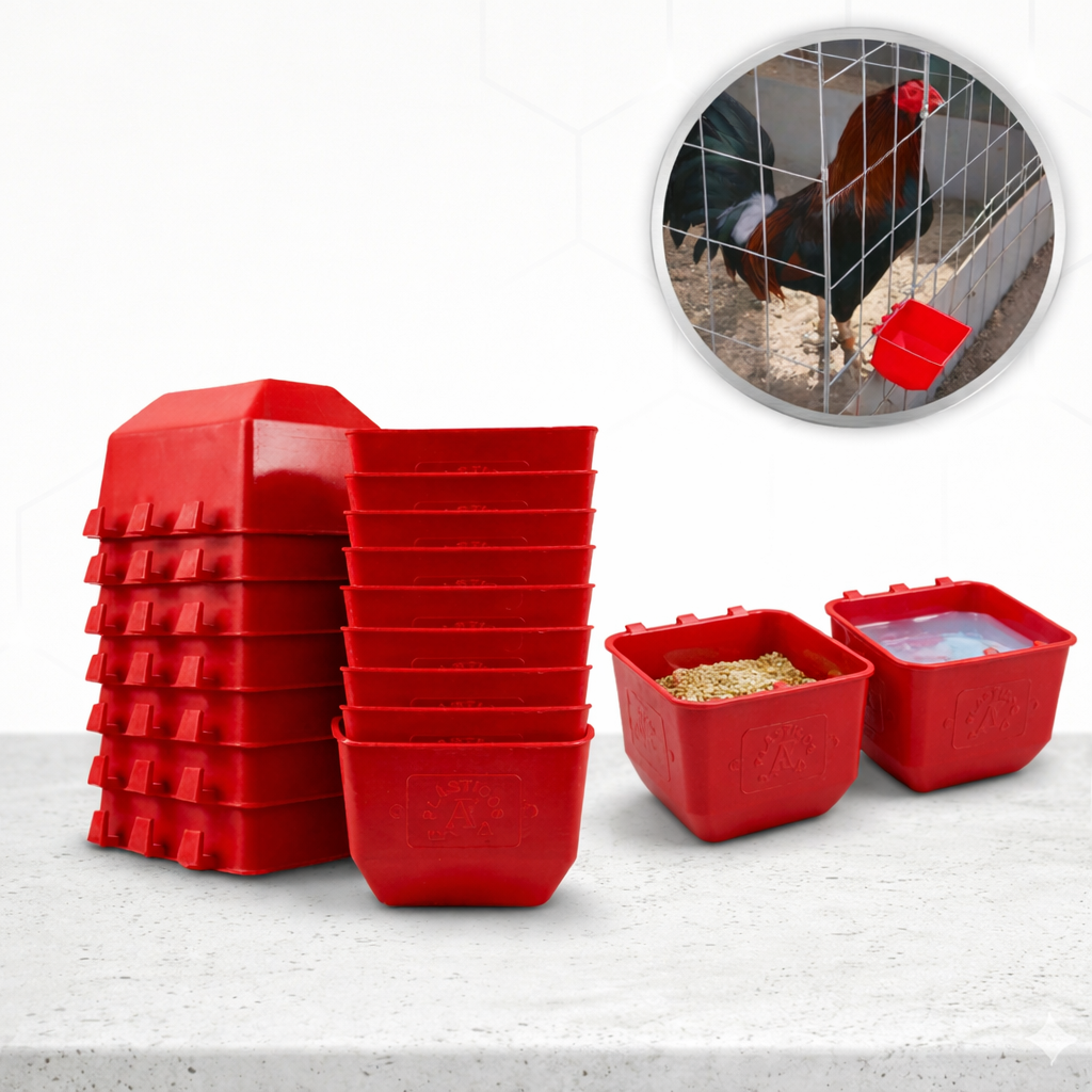 50 Bebederos Comederos Cuadrados Para Gallo Gallinas Aves