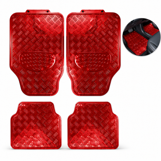 Tapete 4 Piezas Metalizado Color Rojo Deportivo Uso Rudo