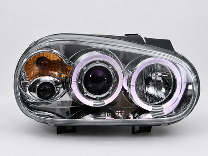 Faros Deportivos Golf IV Mk4 1998-2002 Led Par CROMO-AZUL