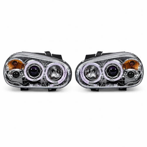 Faros Deportivos Golf IV Mk4 1998-2002 Led Par CROMO-AZUL
