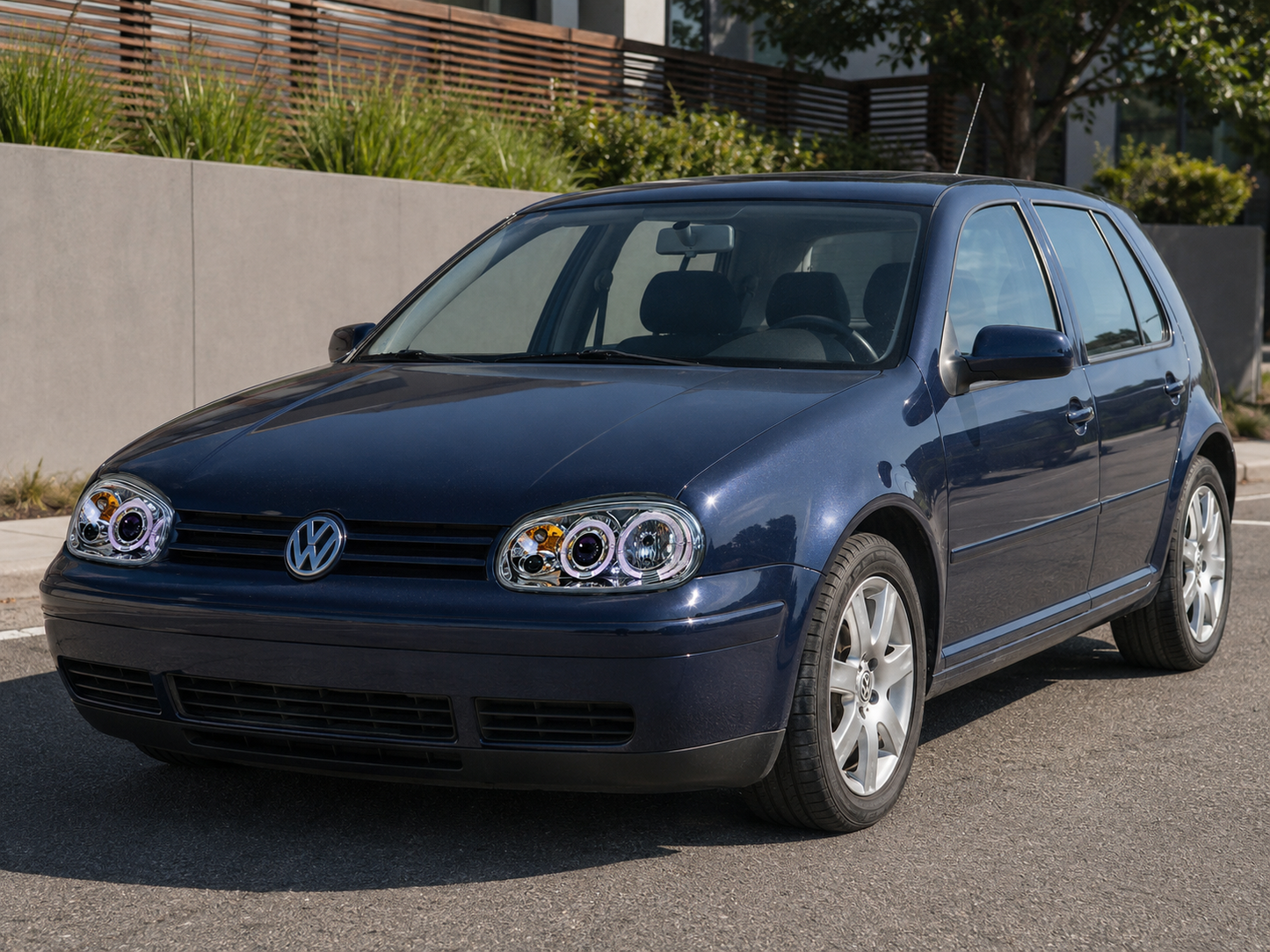 Faros Deportivos Golf IV Mk4 1998-2002 Led Par CROMO-AZUL