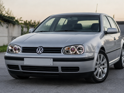 Faros Deportivos Golf IV Mk4 1998-2002 Led Par CROMO-AZUL