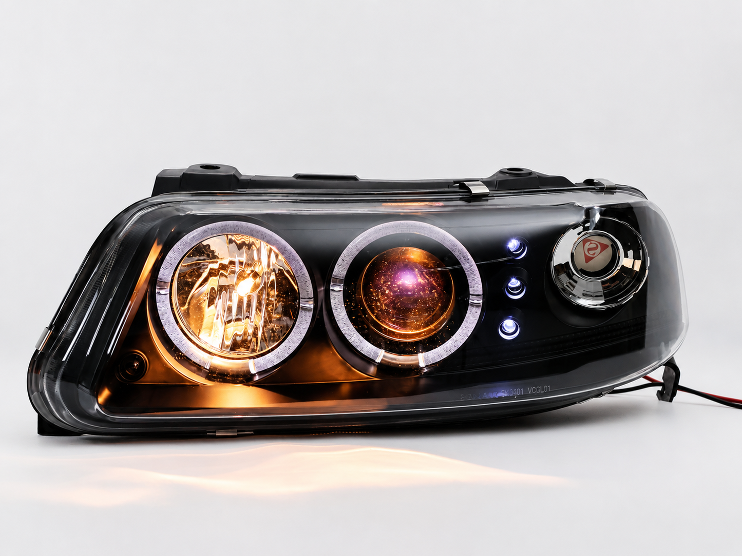 Faros Led Vw Pointer 2001 Ojo De Angel Halo Par Negro-Azul