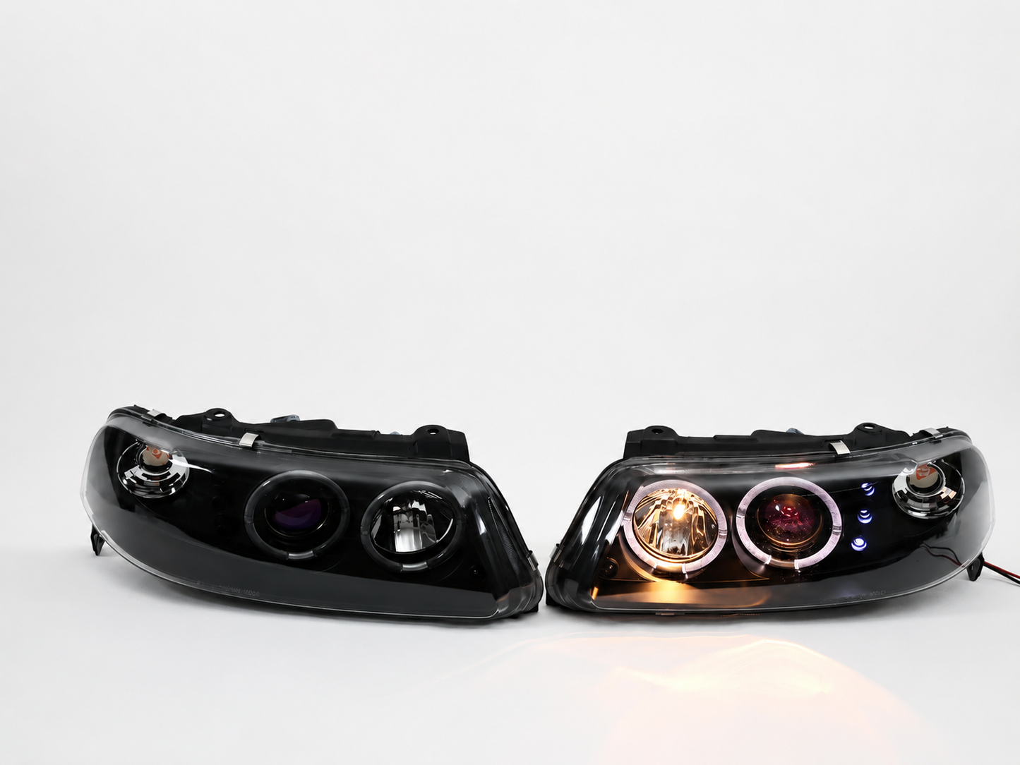 Faros Led Vw Pointer 2001 Ojo De Angel Halo Par Negro-Azul