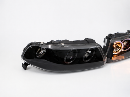 Faros Led Vw Pointer 2001 Ojo De Angel Halo Par Negro-Azul