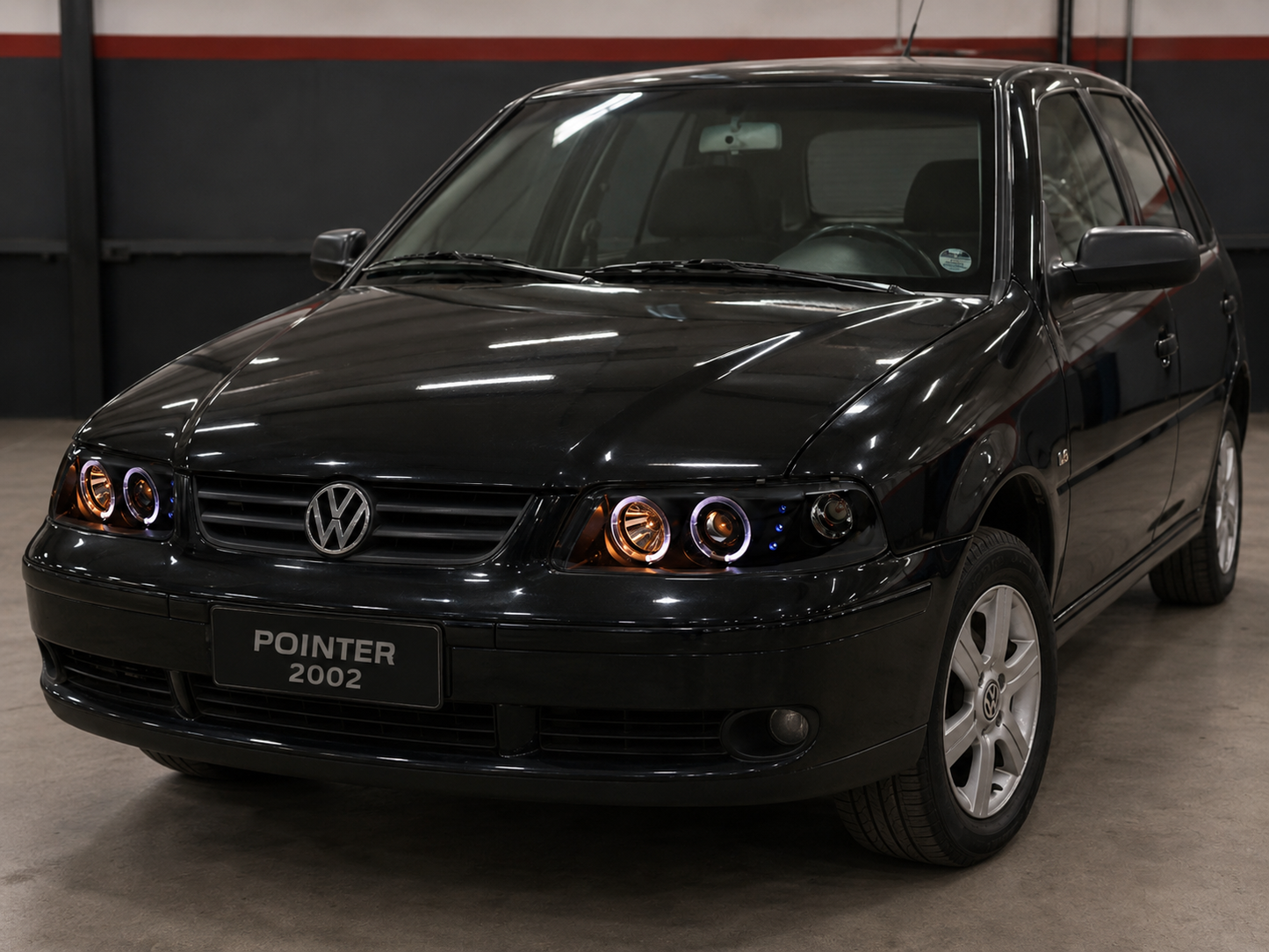 Faros Led Vw Pointer 2001 Ojo De Angel Halo Par Negro-Azul