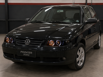 Faros Led Vw Pointer 2001 Ojo De Angel Halo Par Negro-Azul